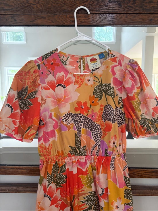 FARM Rio Dresses & Skirts - FARM Rio Pink, Orange & Yellow Floral Leopard-Print Midi Dress